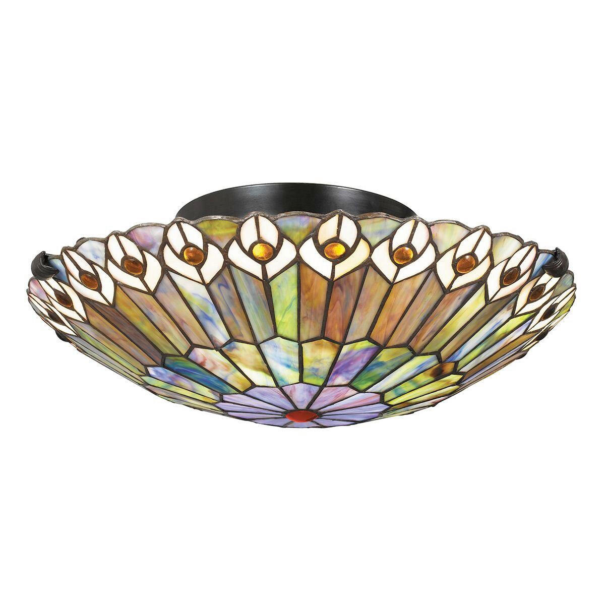 TAKLAMPA Watkins 13,5/42,0 cm  - multicolor/mörkbrun, Klassisk, metall/glas (13,5/42,0cm) - Elstead Lighting
