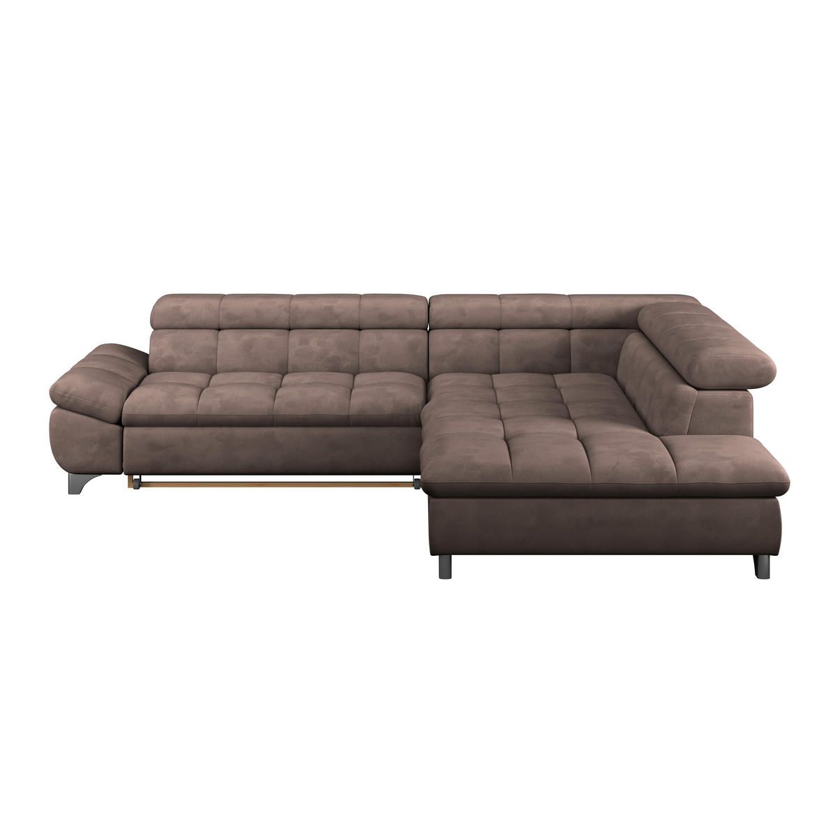 ECKSOFA Dunkelbraun Chenille  - Chromfarben/Dunkelbraun, KONVENTIONELL, Textil/Metall (312/234cm) - Livetastic