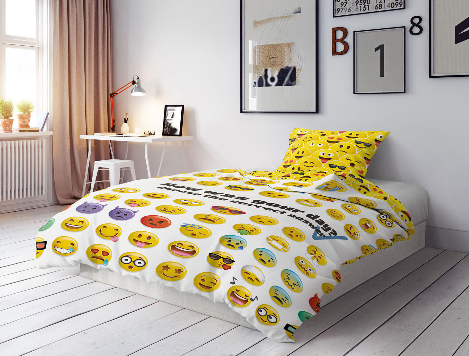 POSTELJINA ZA MLADE TEENAGER EMOJIS 140/200 cm višebojna  - višebojna, Konvencionalno, tekstil (140/200cm)