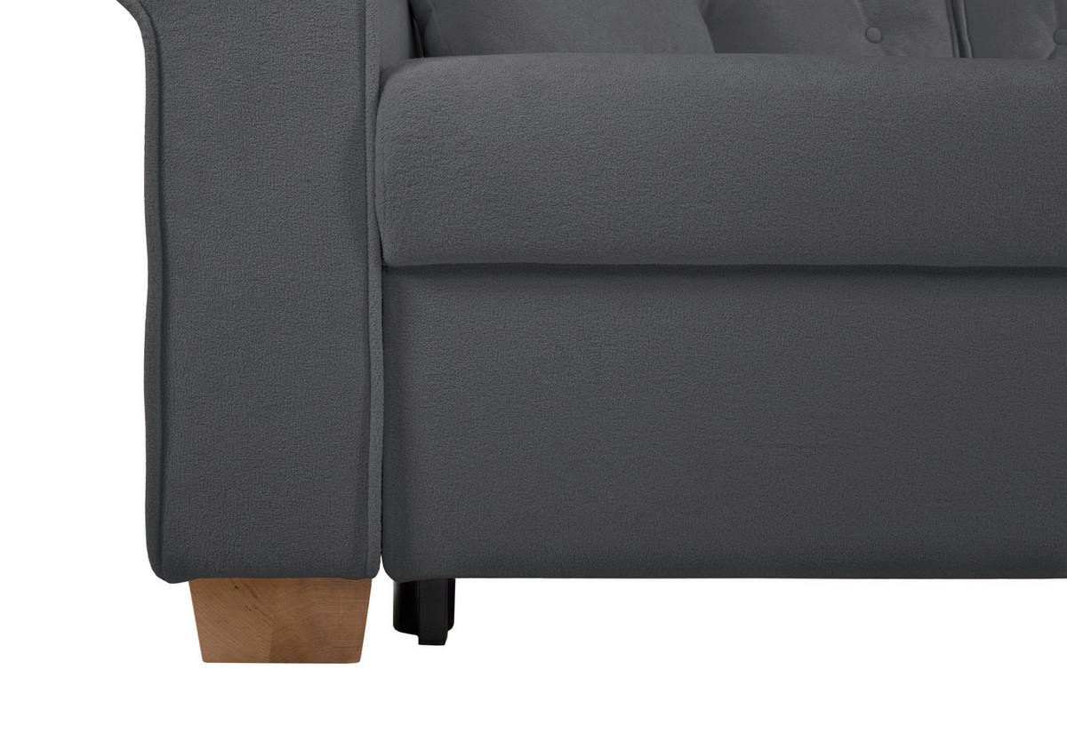 SCHLAFSOFA in Bouclé Dunkelgrau  - Dunkelgrau/Buchefarben, Design, Holz/Textil (240/94/98cm) - MID.YOU