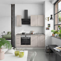KÜCHENBLOCK Riva 180 cm  in Grau, Schieferfarben  - Schieferfarben/Edelstahlfarben, MODERN, Holzwerkstoff/Metall (180cm) - Nobilia