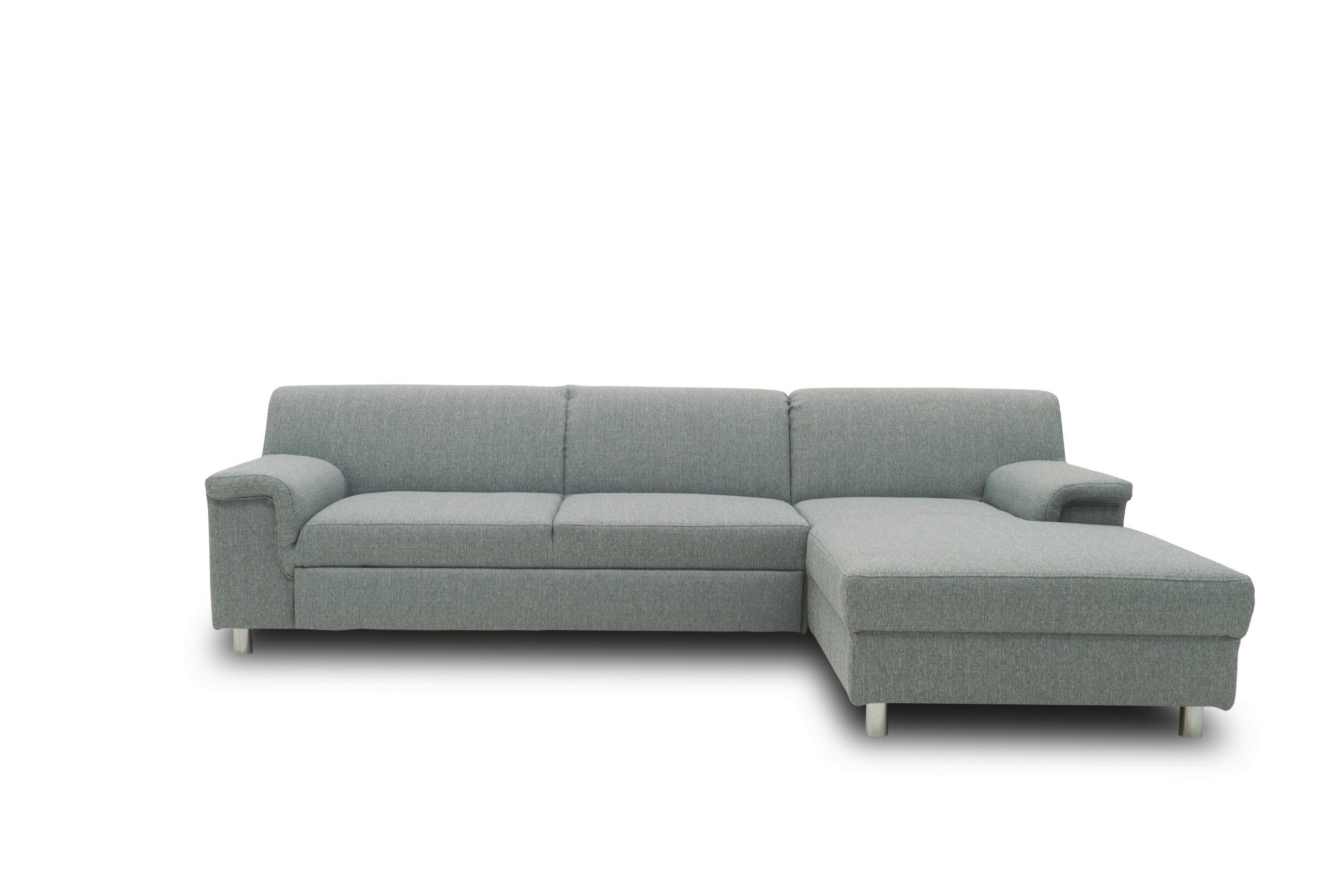 ECKSOFA Silberfarben Webstoff  - Chromfarben/Silberfarben, KONVENTIONELL, Textil/Metall (252/150cm) - MID.YOU