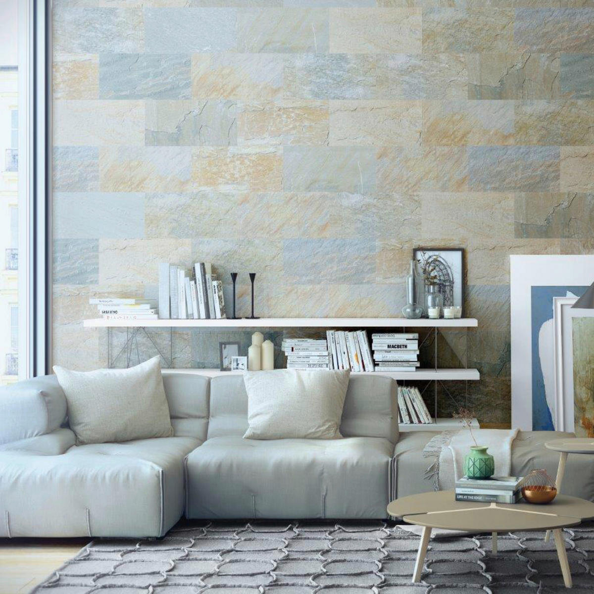 WANDPANEEL Baridecor Aqua Beige, Hellgrau  - Beige/Hellgrau, Design, Kunststoff (60/30/0,4cm)