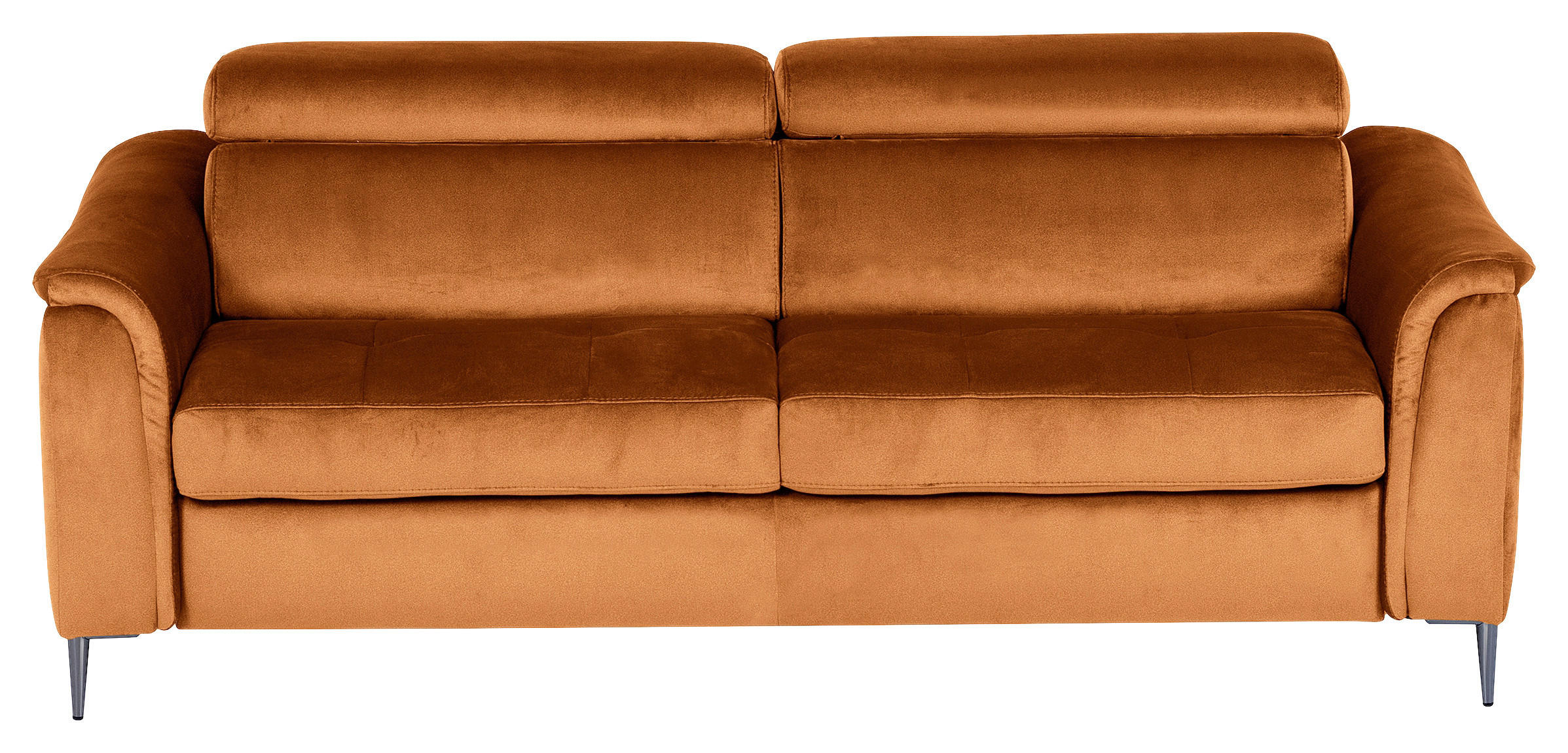 SCHLAFSOFA Samt Cognac  - Chromfarben/Cognac, Design, Textil/Metall (203/77-98/103cm) - MID.YOU