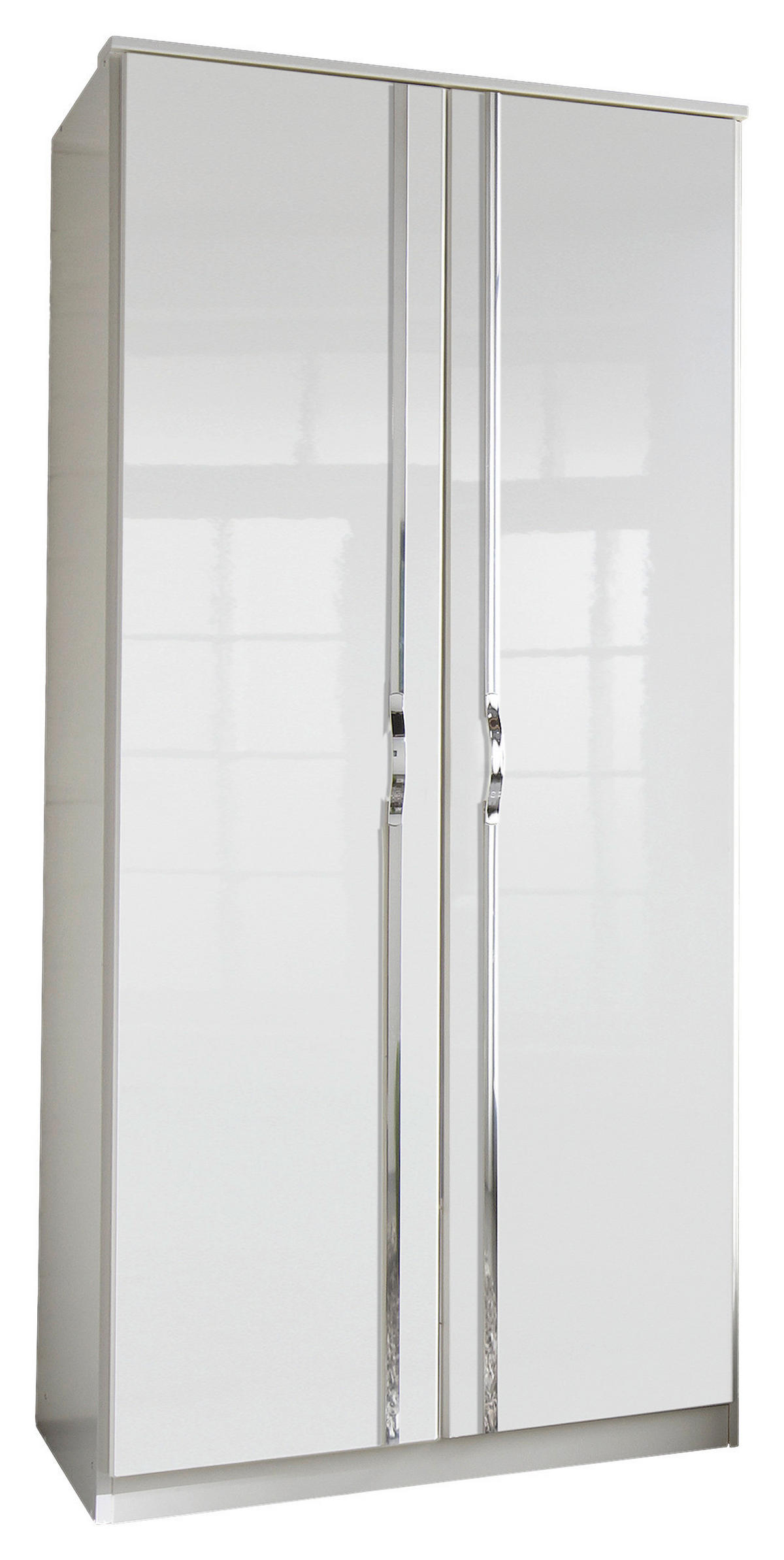 ECKKLEIDERSCHRANK 94/199/94 cm Weiss, Weiss Hochglanz  - Weiss Hochglanz/Chromfarben, Modern, Holzwerkstoff/Kunststoff (94/199/94cm) - MID.YOU