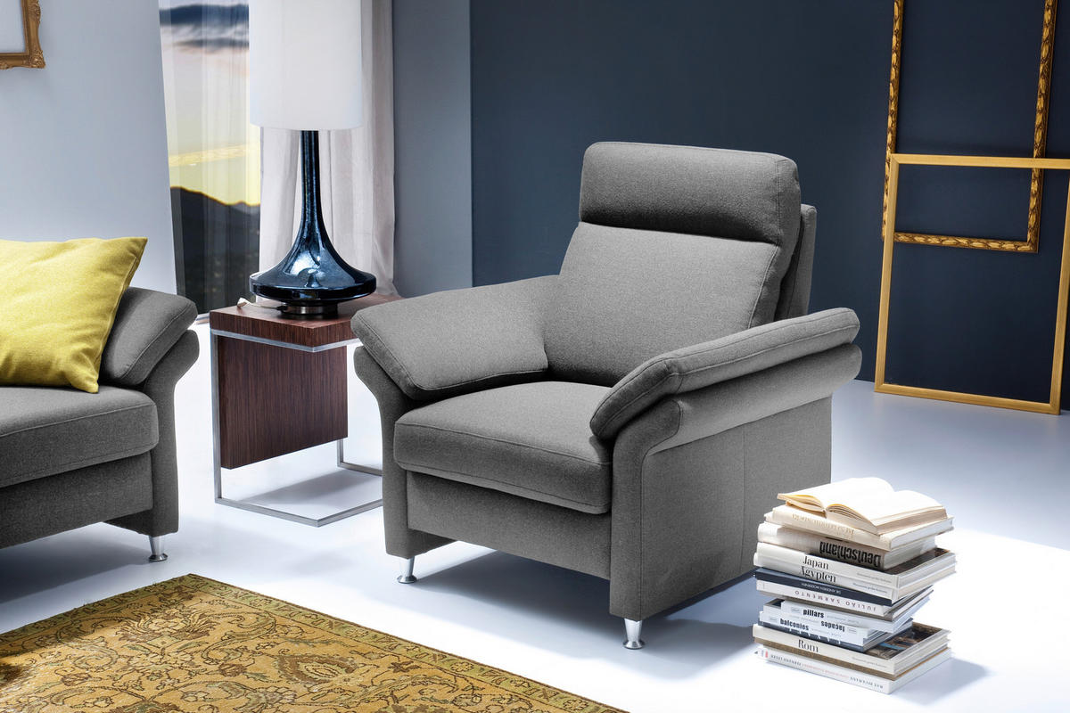 FERNSEHSESSEL in Flachgewebe Grau  - Alufarben/Grau, Modern, Textil/Metall (96/103/89cm) - Pure Home Comfort