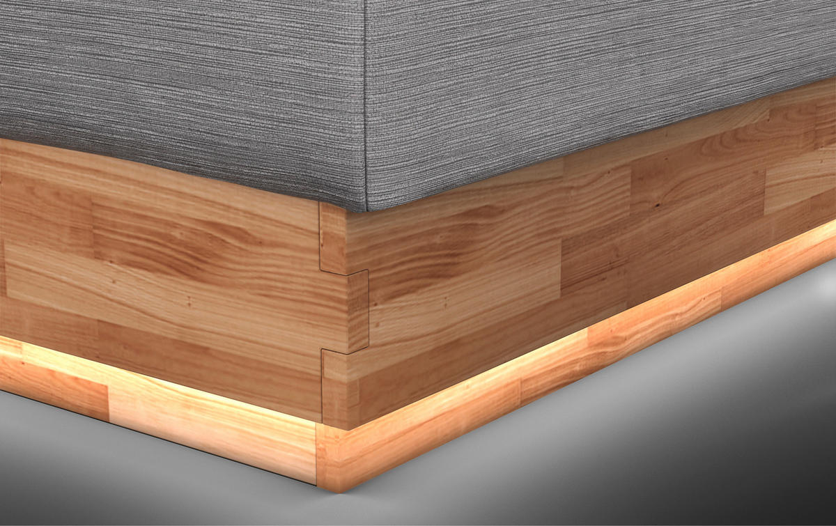 BOXSPRING-ÁGY 160/200 cm  világosszürke  - világosszürke/fekete, Natur, textil/fa (160/200cm)