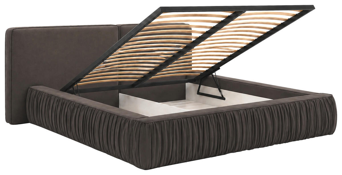 POLSTERBETT Lattenrost, Bettkasten Braun 180/200 cm  - Schwarz/Braun, MODERN, Holz/Kunststoff (180/200cm) - MID.YOU