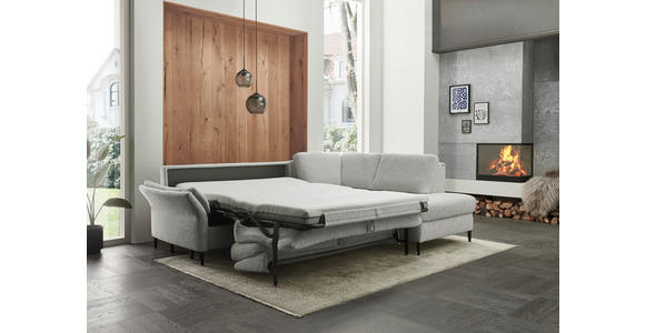 ECKSOFA  in Webstoff Ecru  - Ecru/Schwarz, KONVENTIONELL, Textil/Metall (277/201cm) - Dieter Knoll