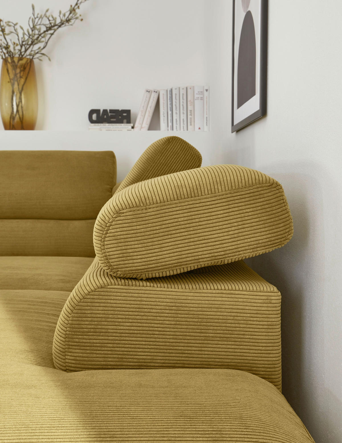 ECKSOFA in Feincord Gelb  - Gelb/Schwarz, Design, Textil/Metall (273/219cm) - Pure Home Comfort