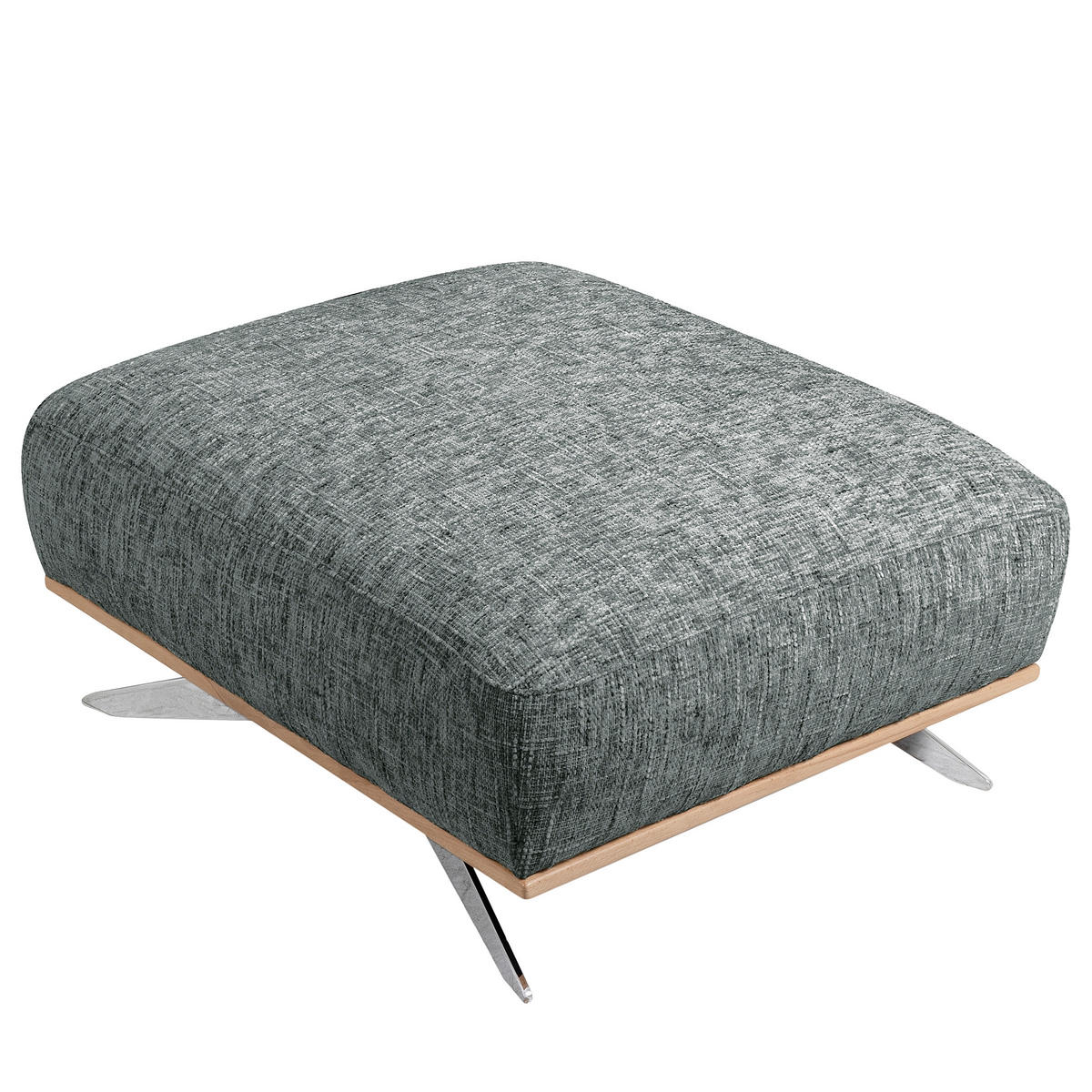 HOCKER PORTLAND Struktur Anthrazit  - Chromfarben/Anthrazit, Design, Holz/Textil (95/46/80cm) - Livetastic