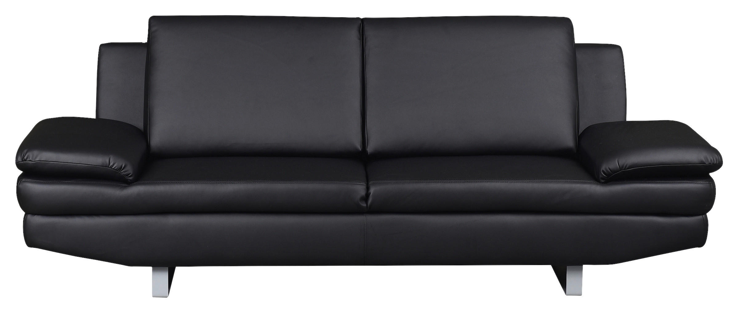 3-SITZER-SOFA Lederlook Schwarz  - Schwarz/Grau, Design, Textil/Metall (218/78/88cm) - MID.YOU