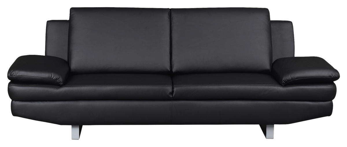 3-SITZER-SOFA in Lederlook Schwarz  - Schwarz/Grau, Design, Textil/Metall (218/78/88cm) - MID.YOU