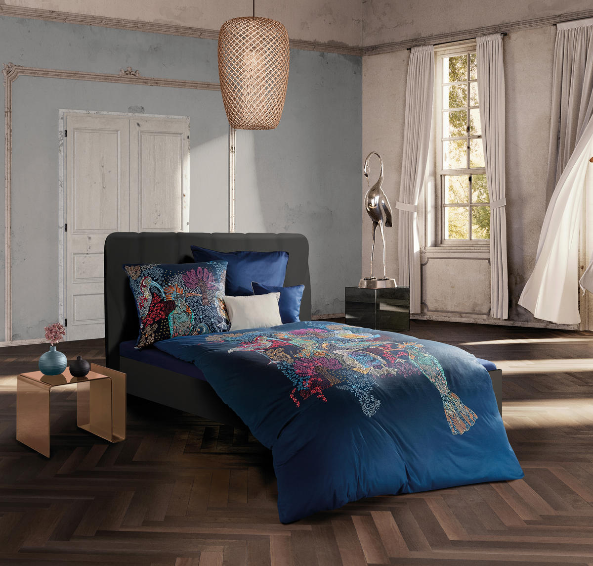 BETTWÄSCHE Black Premium Jersey Interlock-Jersey 155/220 cm  - Blau, Design, Textil (155/220cm) - Fleuresse
