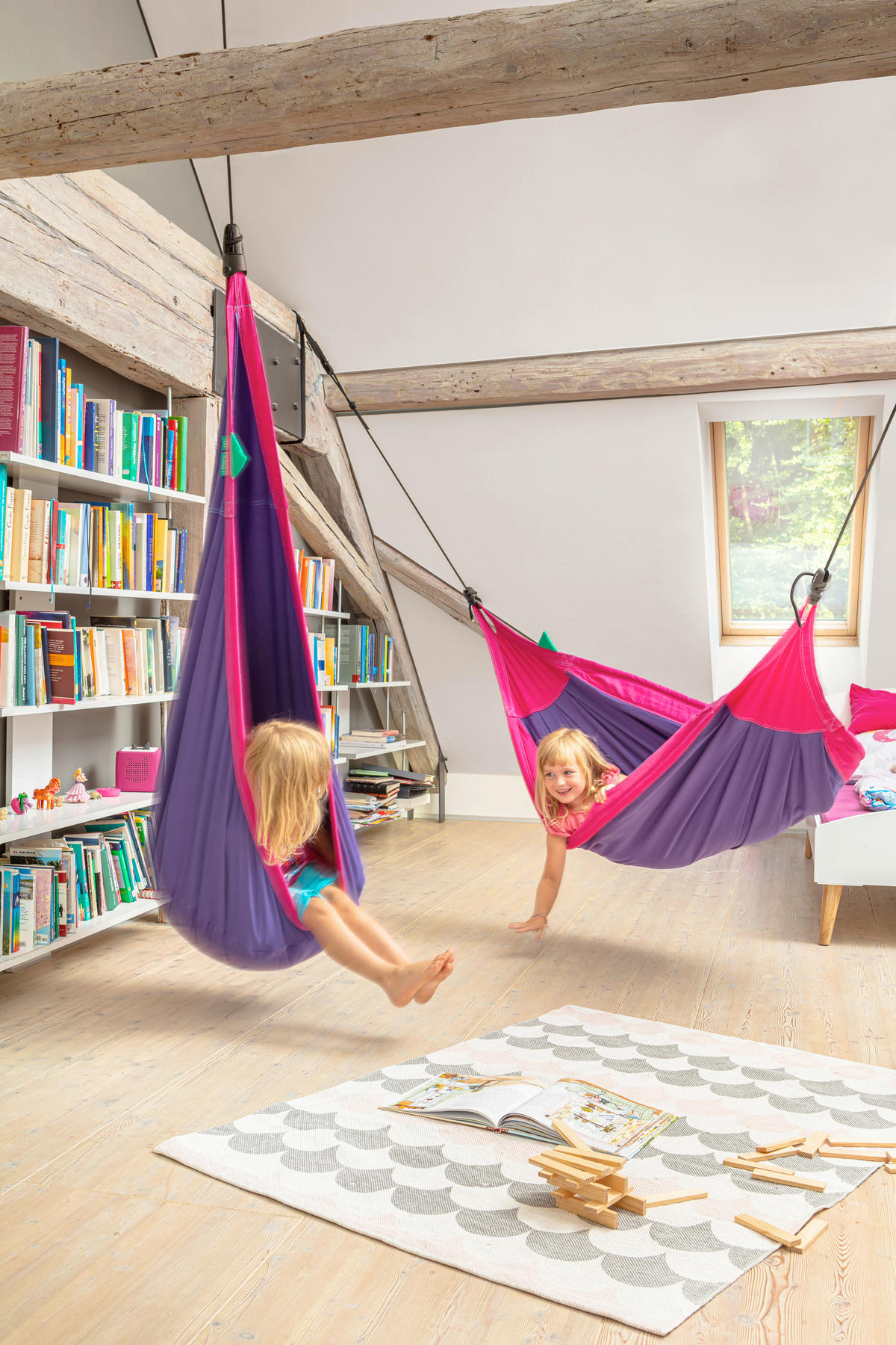 KINDERHÄNGENEST cotton 70/200-400/150 cm  - Pink/Lila, KONVENTIONELL, Textil (70/200-400/150cm) - La Siesta
