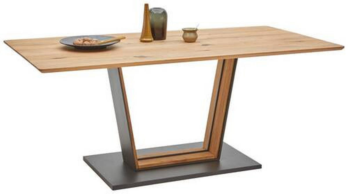 ESSTISCH in Holz, Metall 180/90/77 cm  - Eichefarben/Schwarz, Natur, Holz/Metall (180/90/77cm) - Valnatura