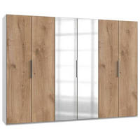 ARMOIRE À PORTES BATTANTES in Weiss, Eichefarben  - Chromfarben/Weiss, Modern, Holzwerkstoff (300/216/58cm) - MID.YOU
