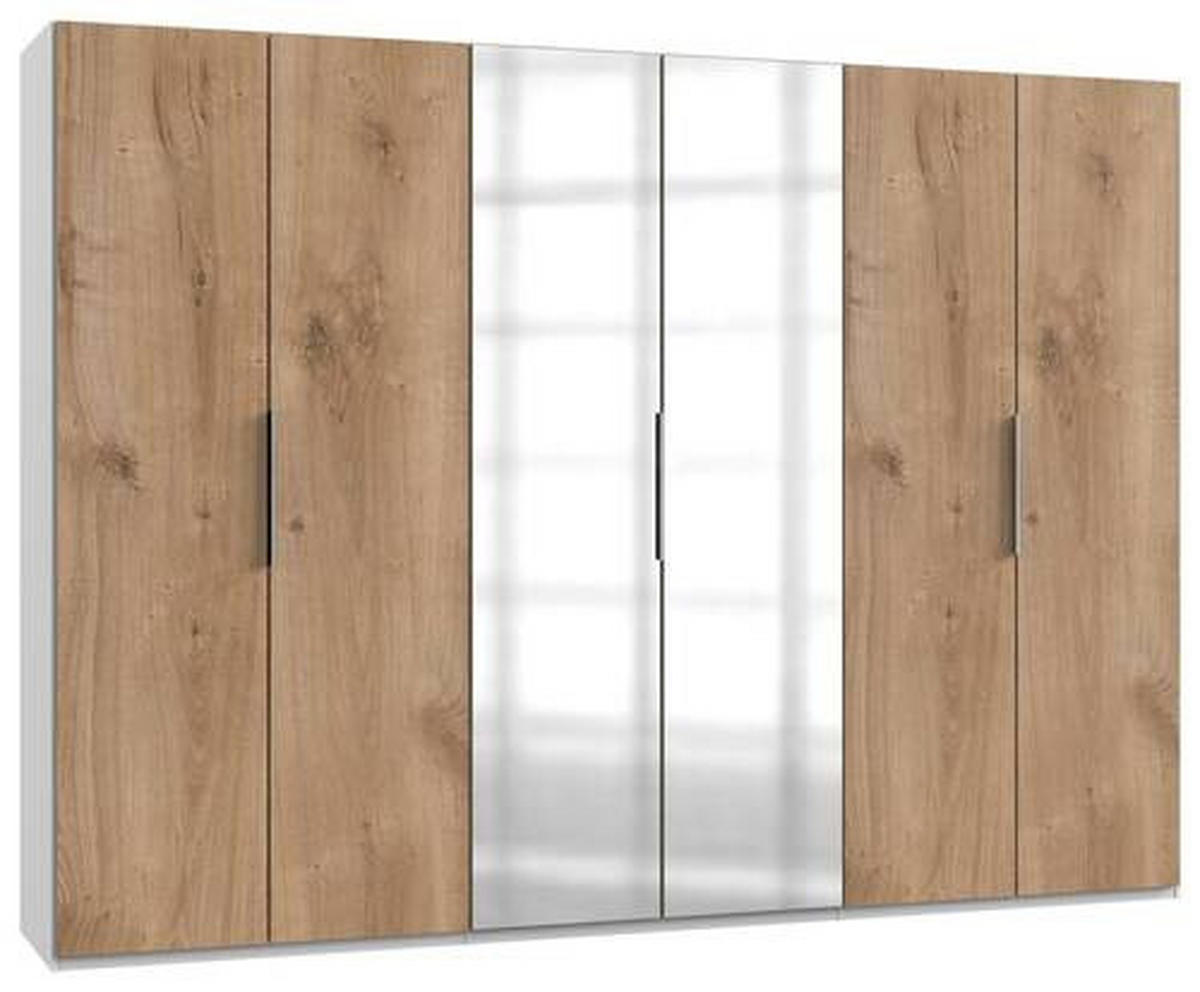 ARMOIRE À PORTES BATTANTES in Weiss, Eichefarben  - Chromfarben/Weiss, Modern, Holzwerkstoff (300/216/58cm) - MID.YOU