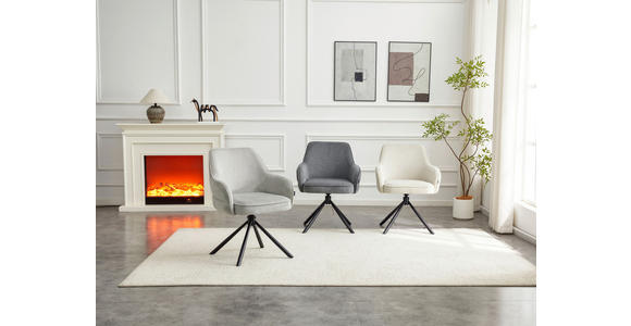 ARMLEHNSTUHL  Sitzfläche 360° drehbar, automatische Rückholfunktion Webstoff  - Beige/Schwarz, Design, Textil/Metall (62/86/65cm) - Carryhome