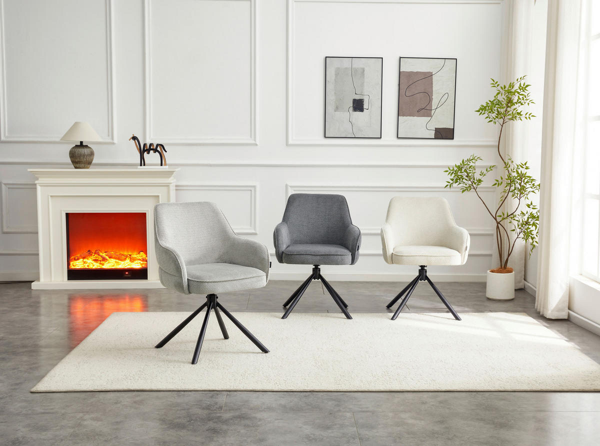 ARMLEHNSTUHL  Sitzfläche 360° drehbar, automatische Rückholfunktion Webstoff  - Dunkelgrau/Schwarz, Design, Textil/Metall (62/86/65cm) - Carryhome