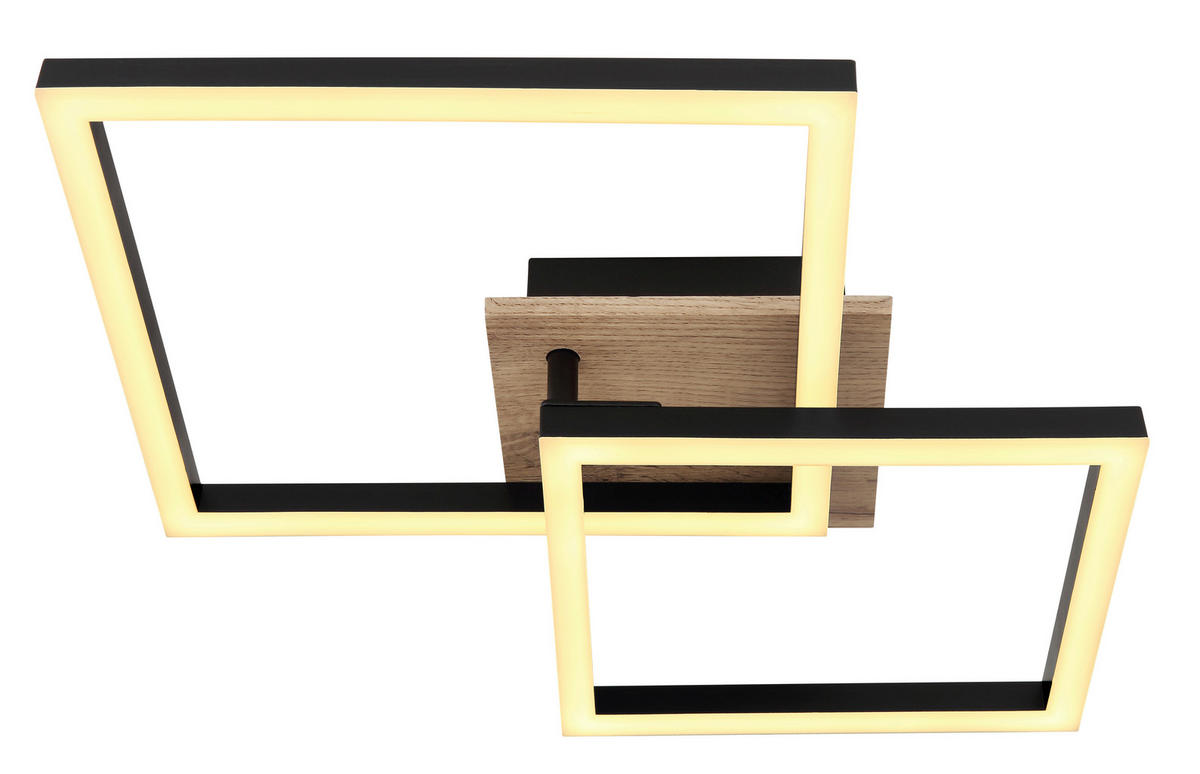 LED-TAKLAMPA BOSSY 53/38/9 cm  - vit/svart, Natur, metall/trämaterial (53/38/9cm) - Globo