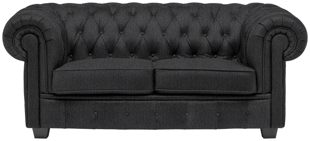 CHESTERFIELD-SOFA in Webstoff Dunkelgrau  - Wengefarben/Dunkelgrau, LIFESTYLE, Holz/Textil (180/76,5/96cm) - Landscape