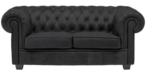 CHESTERFIELD-SOFA Webstoff Dunkelgrau  - Wengefarben/Dunkelgrau, LIFESTYLE, Holz/Textil (180/76,5/96cm) - Landscape