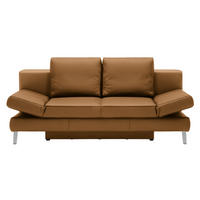 SCHLAFSOFA Echtleder Braun  - Chromfarben/Braun, Design, Leder/Metall (200/85/90cm) - Novel