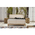 BOXSPRINGBETT 140/200 cm,  in Beige, gepolstertes Kopfteil, Topper, Matratzen, H3 + H3 = fest  - Eichefarben/Beige, Natur, Holz/Textil (140/200cm) - Valnatura
