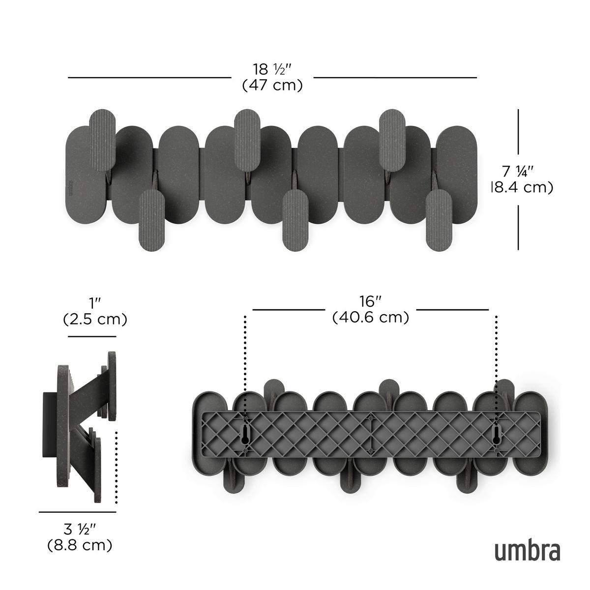 KUKA  crna  metal, plastika, tekstil  - crna, Osnovno, metal/tekstil (16/47/6cm) - Umbra