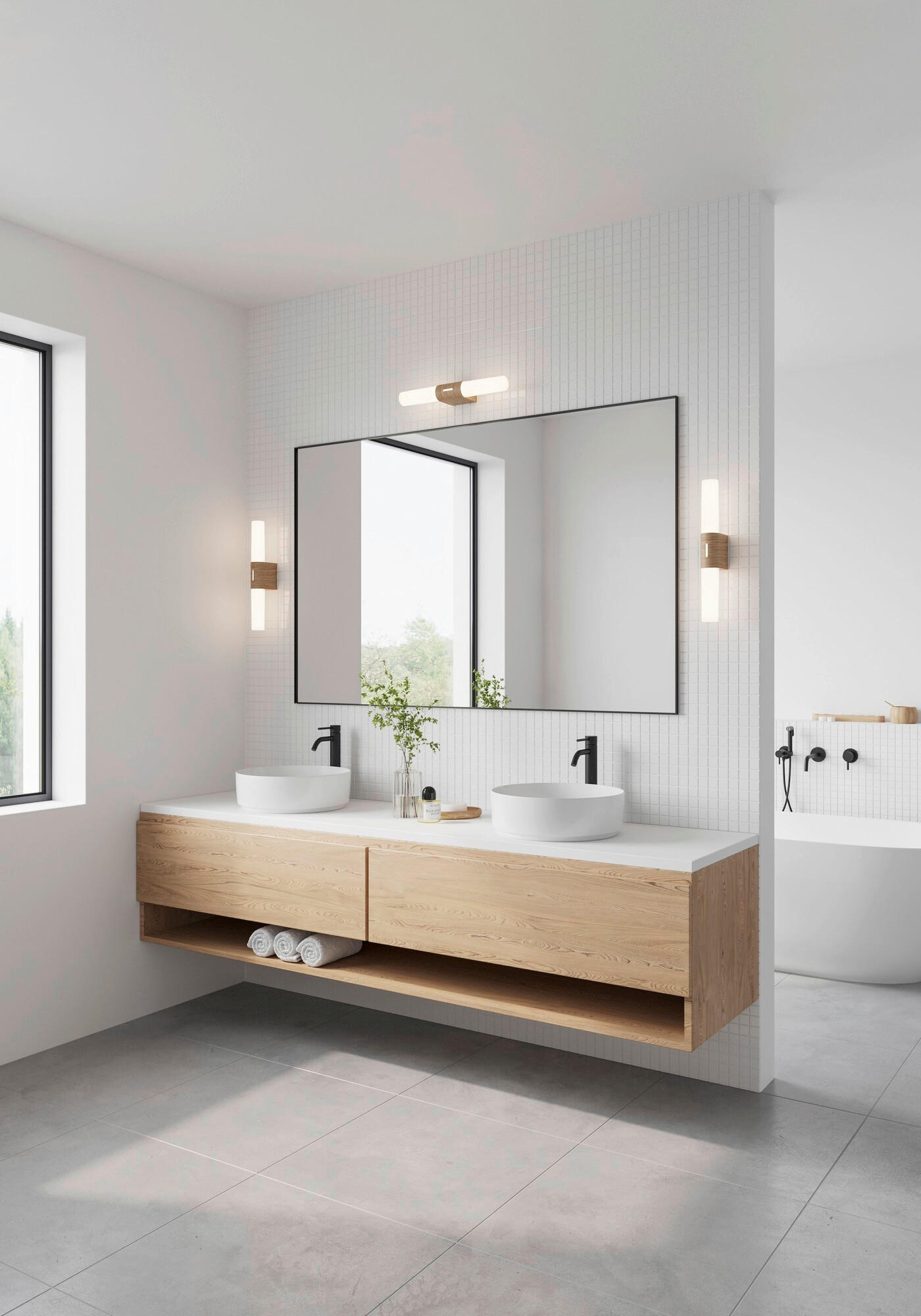 BADEZIMMER-WANDLEUCHTE - Eichefarben, KONVENTIONELL, Kunststoff (42,5/10,5cm) - Nordlux