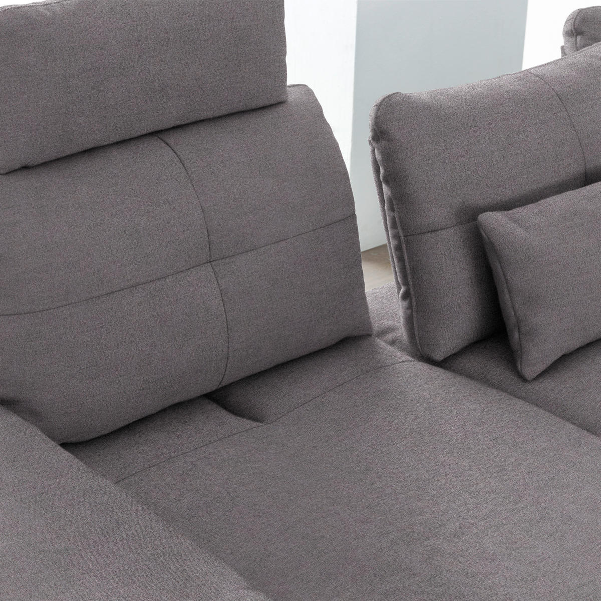 ECKSOFA in Flachgewebe Anthrazit  - Anthrazit/Schwarz, Design, Textil/Metall (344/271cm) - Chilliano