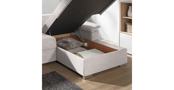 ECKSOFA in Flachgewebe Hellgrau - Chromfarben/Hellgrau, KONVENTIONELL, Textil/Metall (285/176cm) - Novel