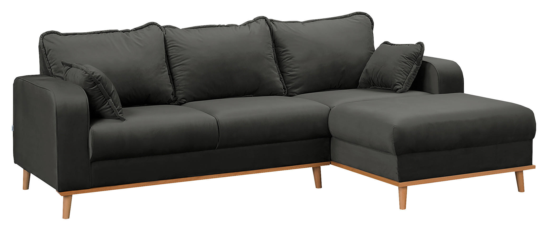 ECKSOFA in Mikrofaser Dunkelgrau  230/150 cm  - Wengefarben/Dunkelgrau, Design, Holz/Textil (230/150cm) - Livetastic