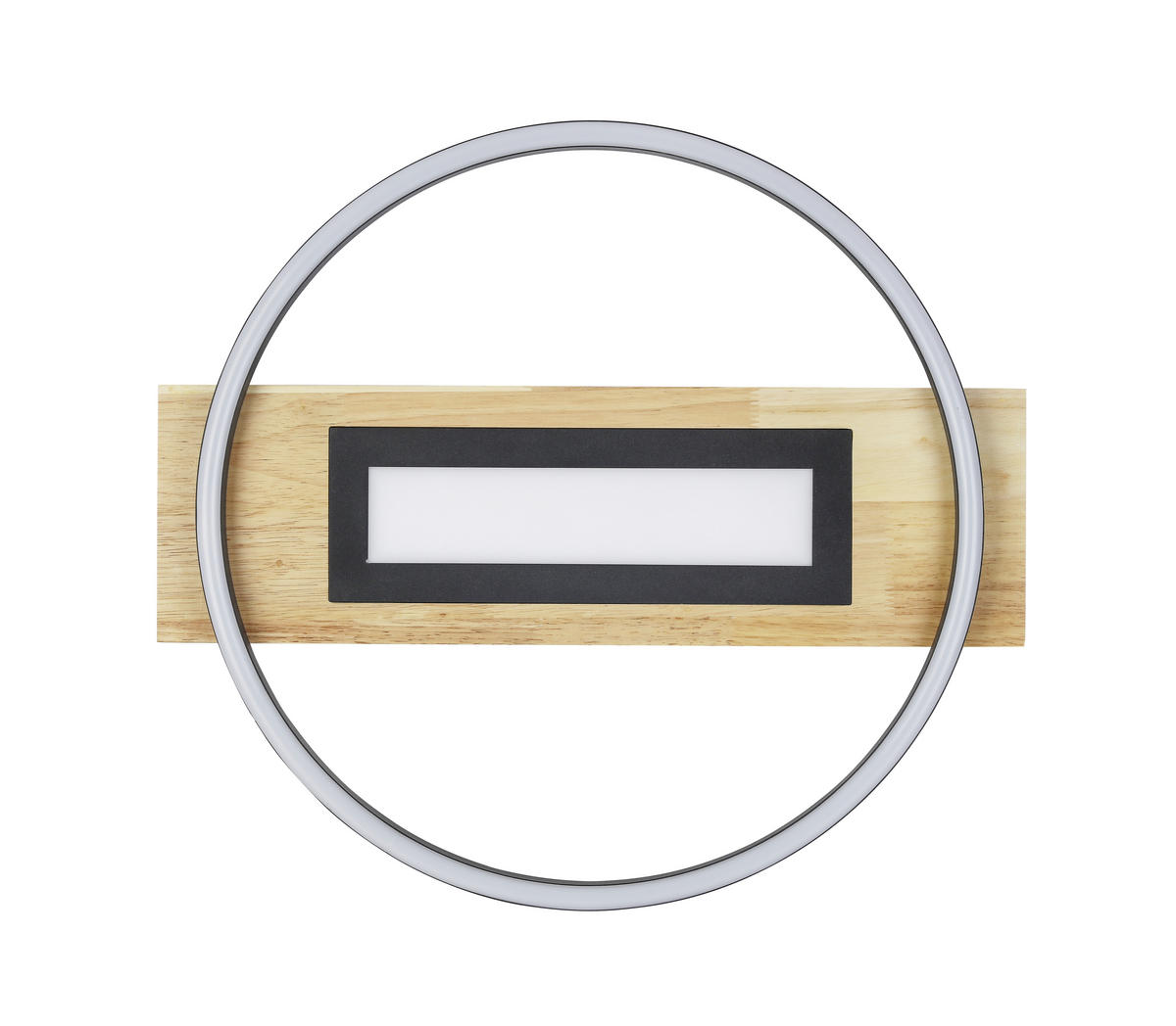 LED-DECKENLEUCHTE Yui 45/50/7,5 cm   - Schwarz/Naturfarben, Trend, Holz/Kunststoff (45/50/7,5cm) - Novel