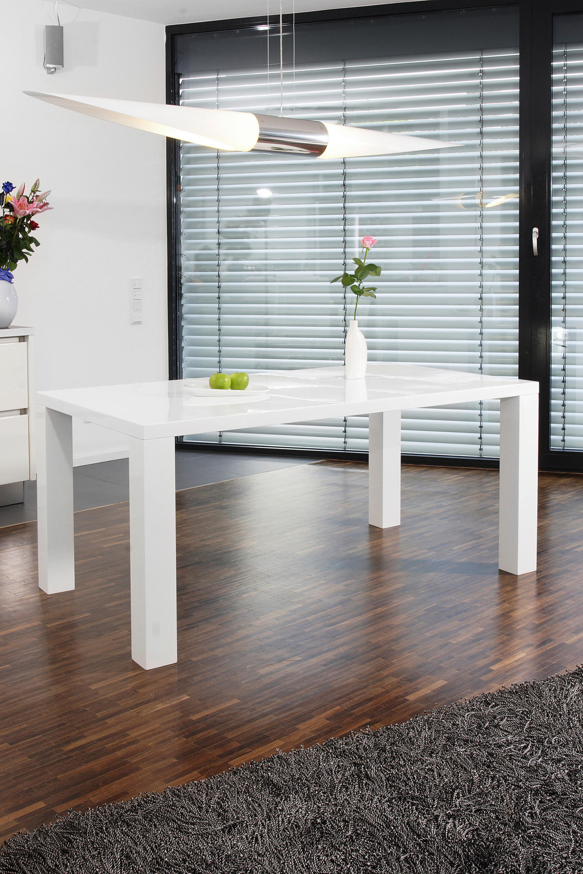 ESSTISCH rechteckig Weiß Hochglanz  - Weiß Hochglanz, MODERN, Holzwerkstoff (160/90/76cm) - Livetastic