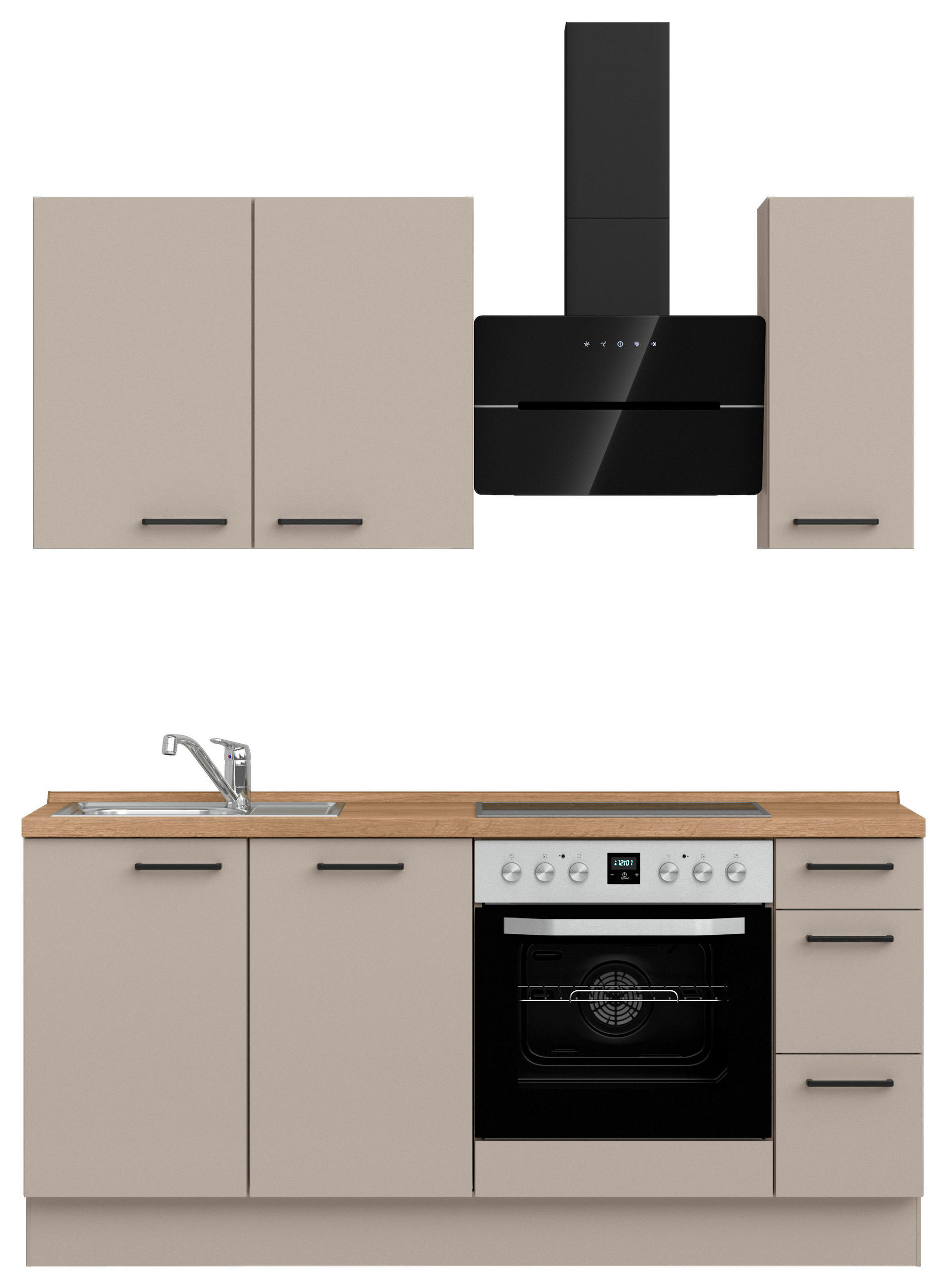 KÜCHENLEERBLOCK 180 cm   in Eichefarben, Sandfarben  - Sandfarben/Eichefarben, MODERN, Holzwerkstoff/Metall (180cm) - Nobilia