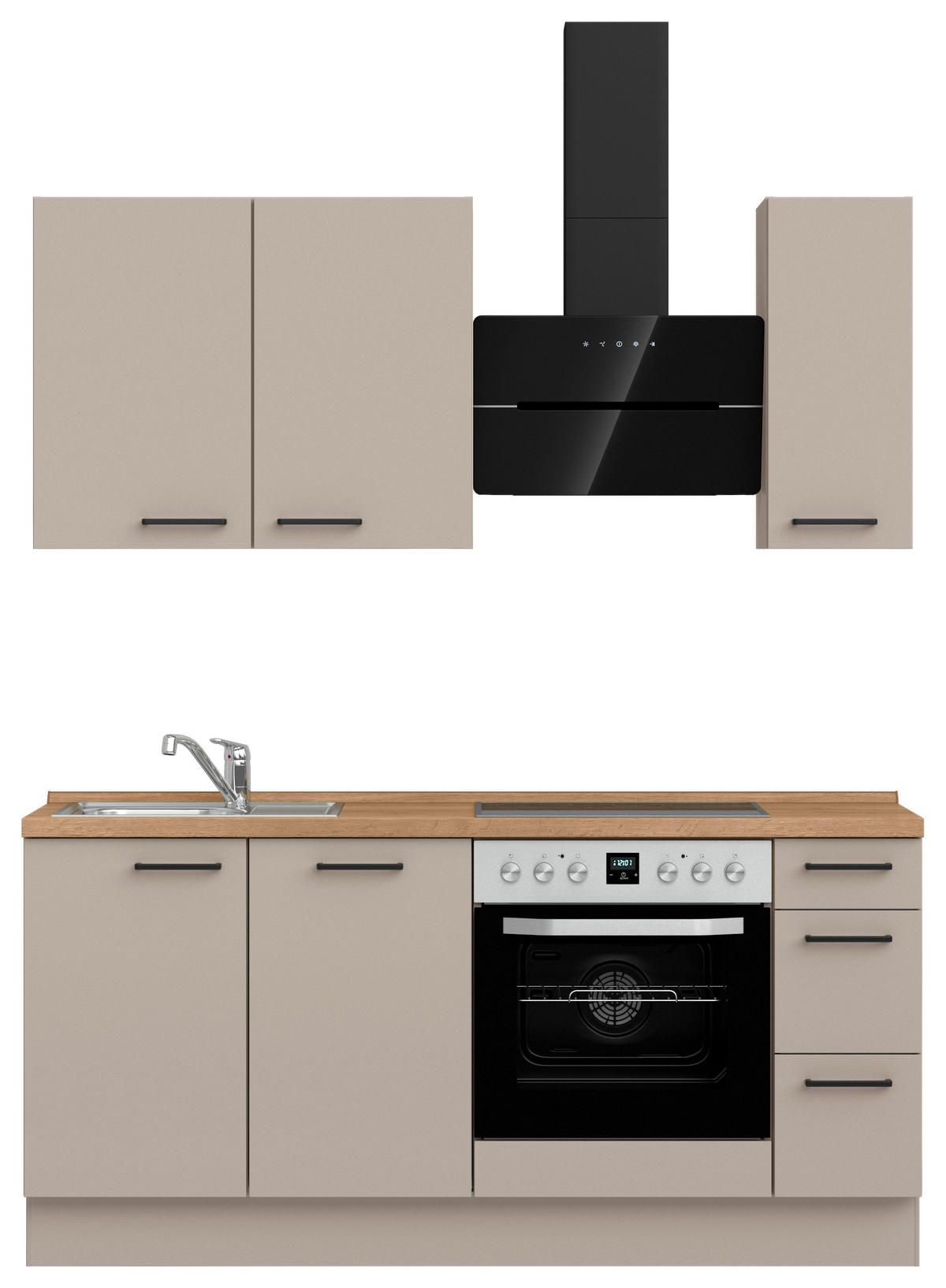KÜCHENBLOCK Easytouch 180 cm  in Eichefarben, Sandfarben  - Sandfarben/Eichefarben, MODERN, Holzwerkstoff/Metall (180cm) - Nobilia