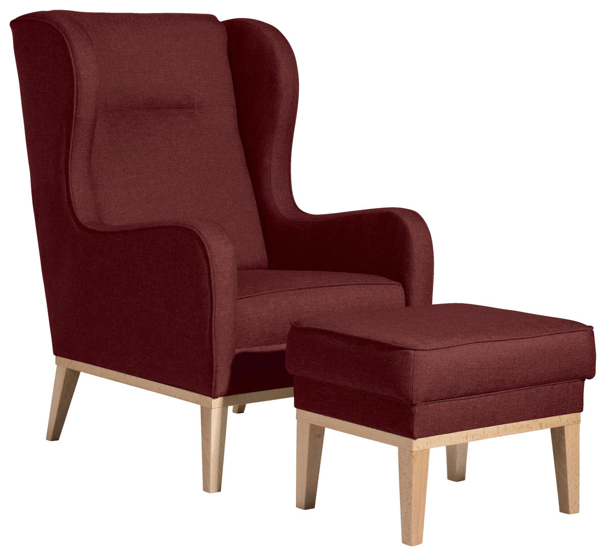 OHRENSESSEL in Flachgewebe Rot  - Rot/Naturfarben, KONVENTIONELL, Holz/Textil (66/104/78cm) - Max Winzer
