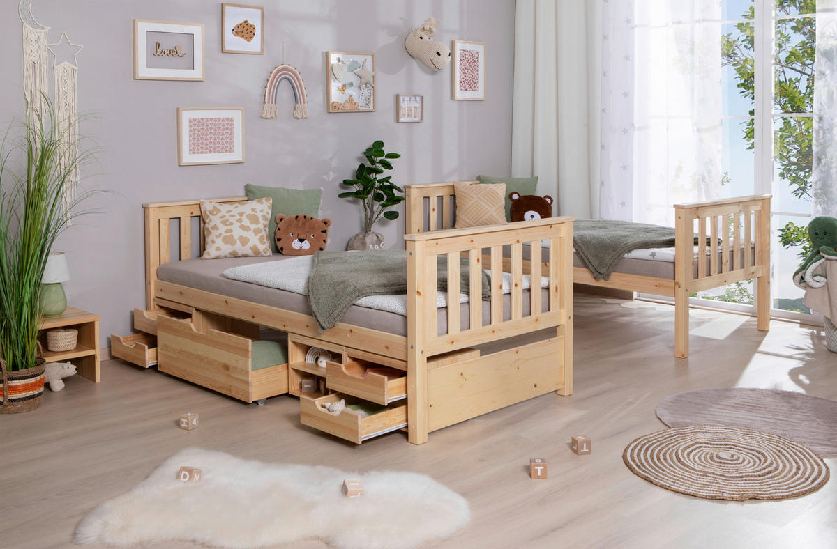 Etagenbett "Sammy", 90/200 cm Naturfarben  - Naturfarben, Modern, Holz (90/200cm) - MID.YOU