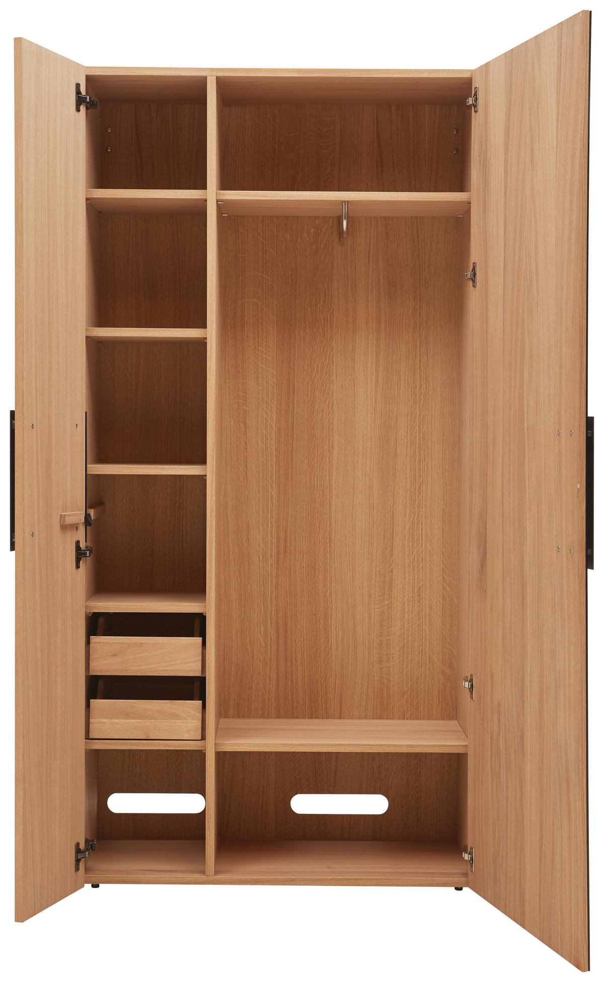 GARDEROBENSCHRANK  in 97,2/194/43,5 cm  - Eichefarben/Anthrazit, Natur, Glas/Holz (97,2/194/43,5cm) - Voglauer