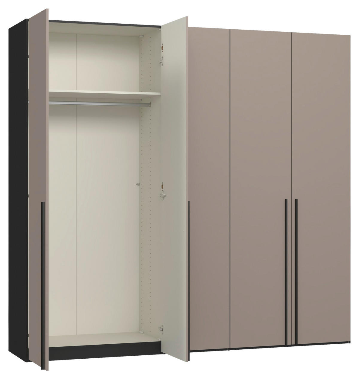 DREHTÜRENSCHRANK 253/236/59 cm,  in Schwarz, Hellbraun, 5-türig  - Hellbraun/Schwarz, Design, Holzwerkstoff/Metall (253/236/59cm) - Jutzler