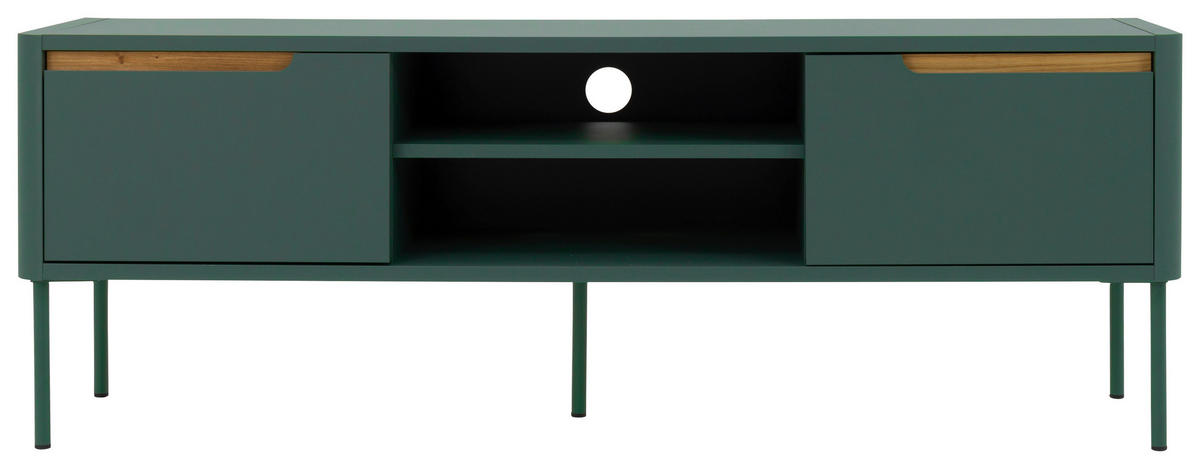 LOWBOARD Eichefarben, Dunkelgrün  - Dunkelgrün/Eichefarben, Design, Holz/Holzwerkstoff (141,5/51/39cm)