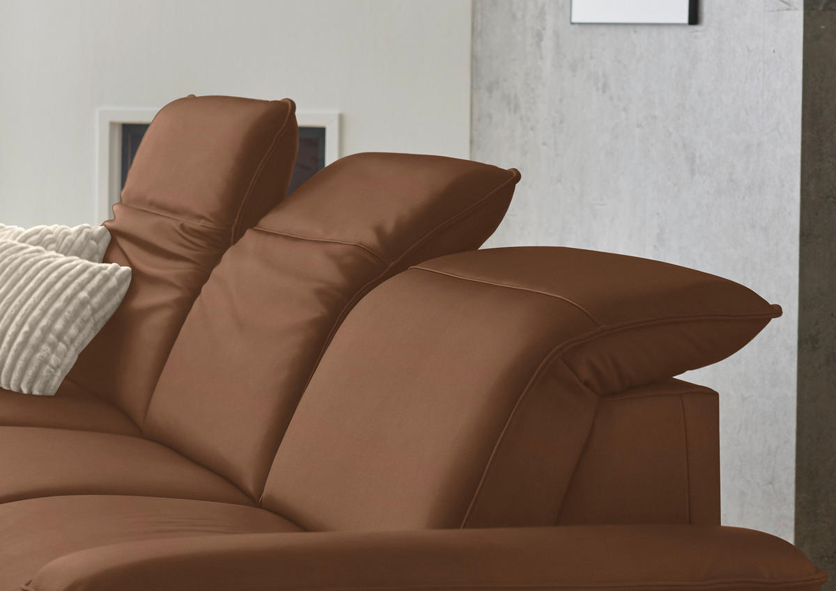 ECKSOFA  Echtleder Beigebraun  - Beigebraun/Schwarz, Design, Leder/Metall (169/307cm) - Beldomo Premium
