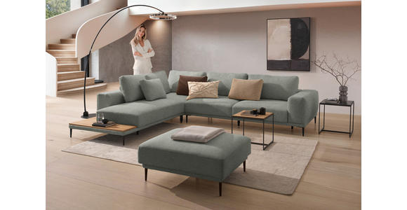 ECKSOFA  in Leinwand Graugrün  271/318 cm  - Schwarz/Graugrün, Design, Textil/Metall (271/318cm) - Belluti