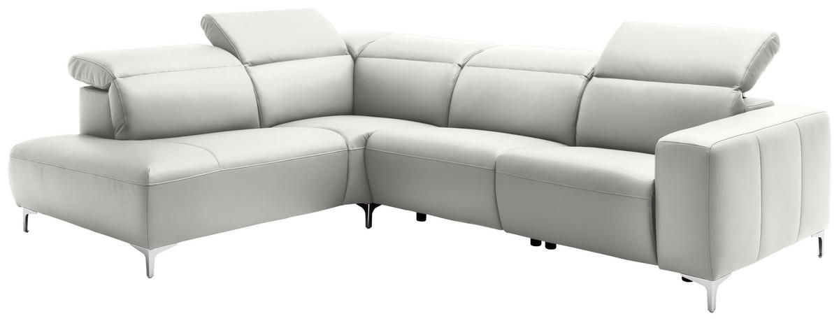 ECKSOFA in Echtleder Weiss  - Chromfarben/Weiss, Design, Leder/Metall (223/290cm) - Pure Home Lifestyle
