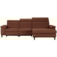 ECKSOFA Rostfarben Flachgewebe Rücken echt, Kopfteilverstellung  - Rostfarben/Schwarz, KONVENTIONELL, Textil/Metall (304/182cm) - Pure Home Comfort