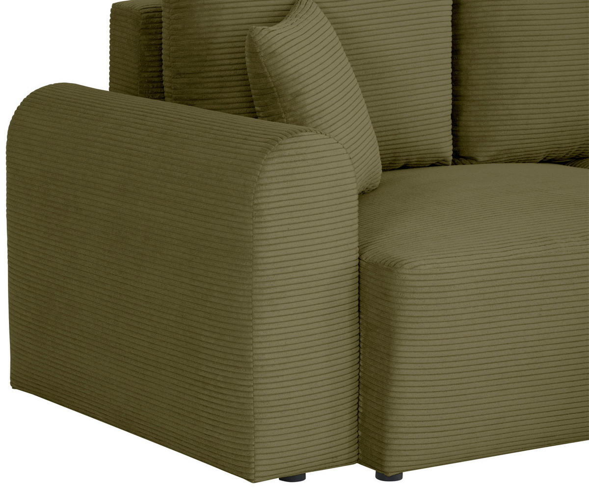 ECKSOFA in Cord Olivgrün  - Olivgrün, Design, Textil (250/151cm) - MID.YOU
