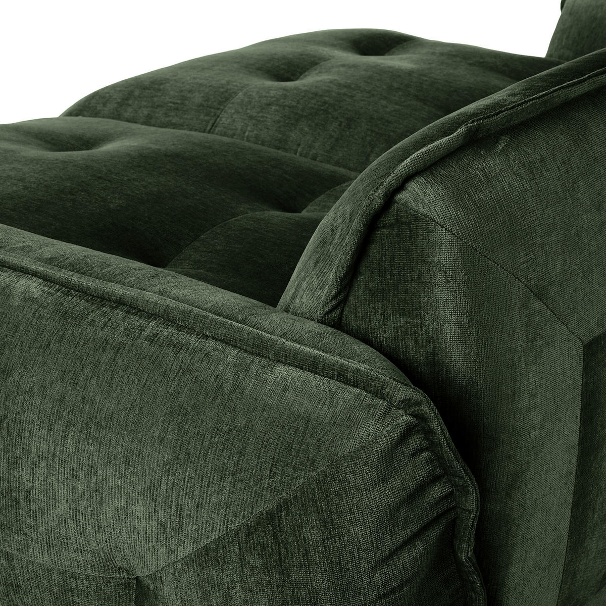 BIGSOFA in Chenille Dunkelgrün  - Dunkelgrün/Schwarz, Modern, Kunststoff/Textil (285/87/184cm) - Trendmanufaktur