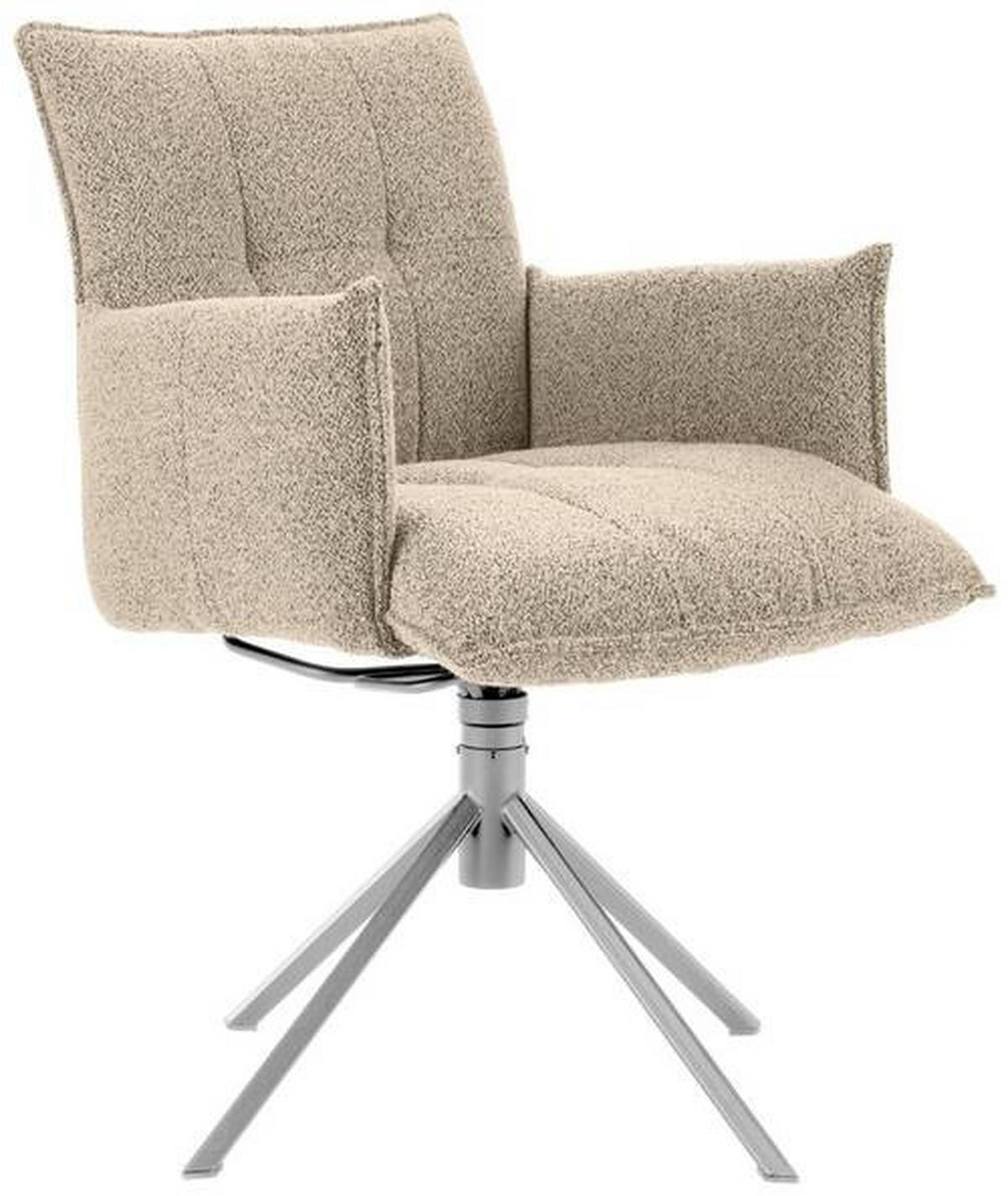 ARMLEHNSTUHL  in Flachgewebe  - Edelstahlfarben/Beige, Design, Textil/Metall (55/85/65cm) - Valnatura